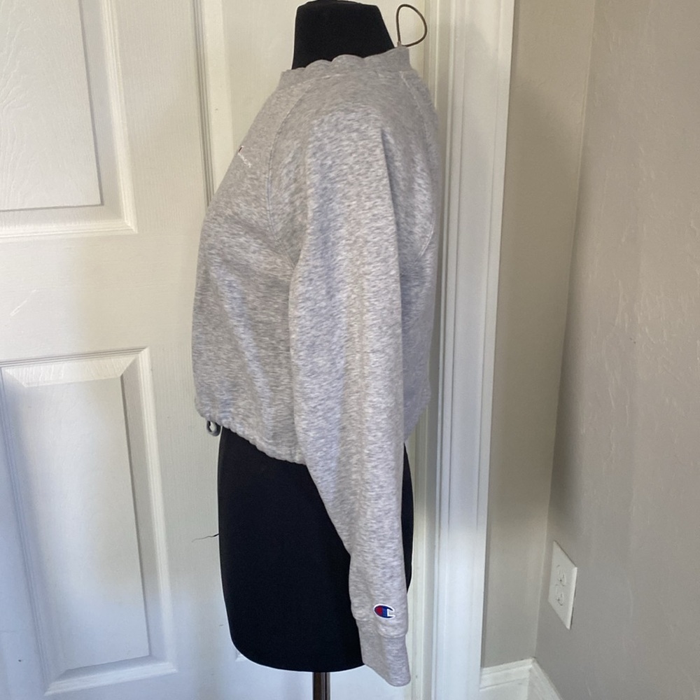 Champion Gray Cropped Tie Front Hoodie - Picture 5 of 8